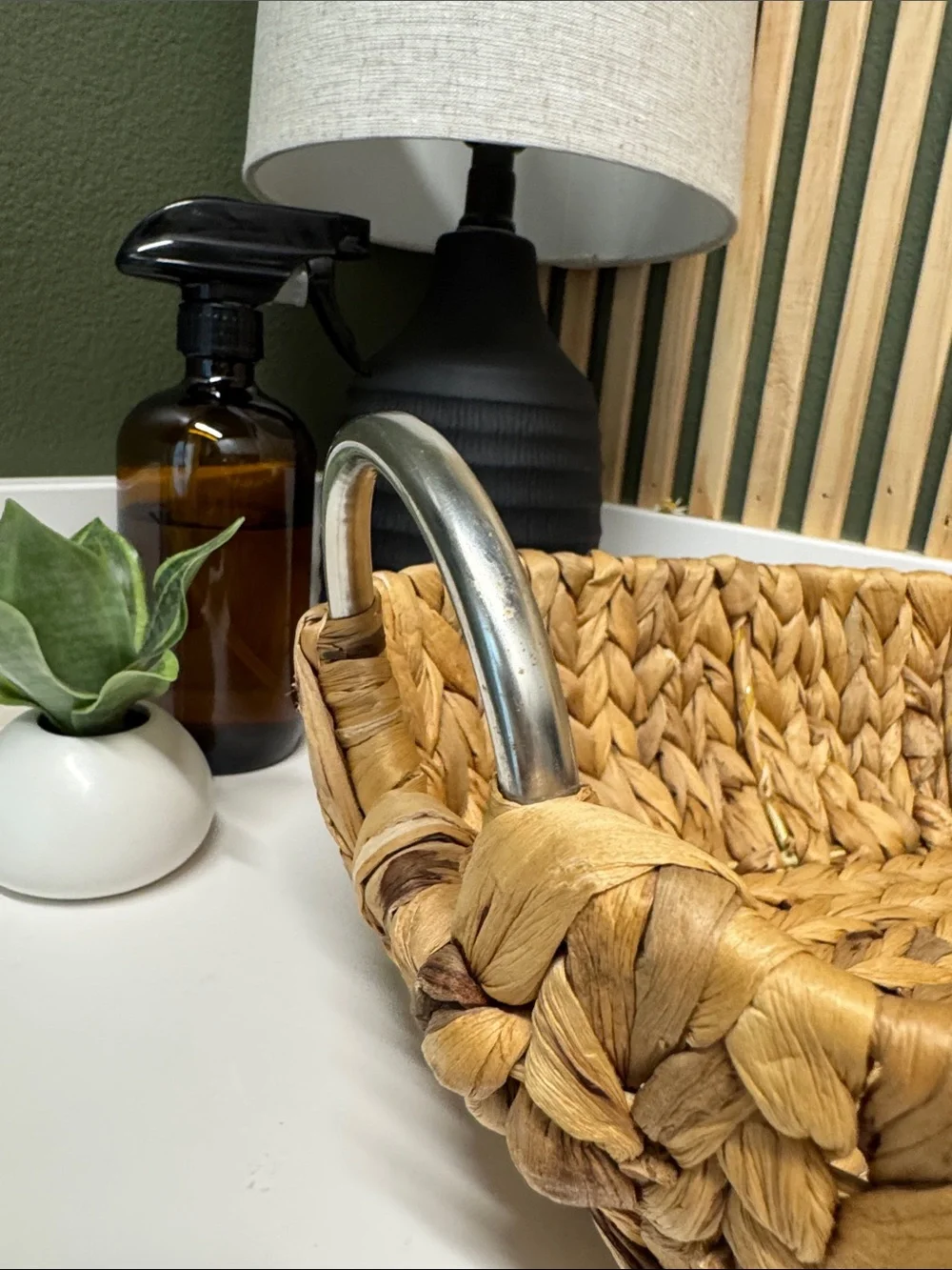 Woven Seagrass Serving Basket with Metal Handles - Natural